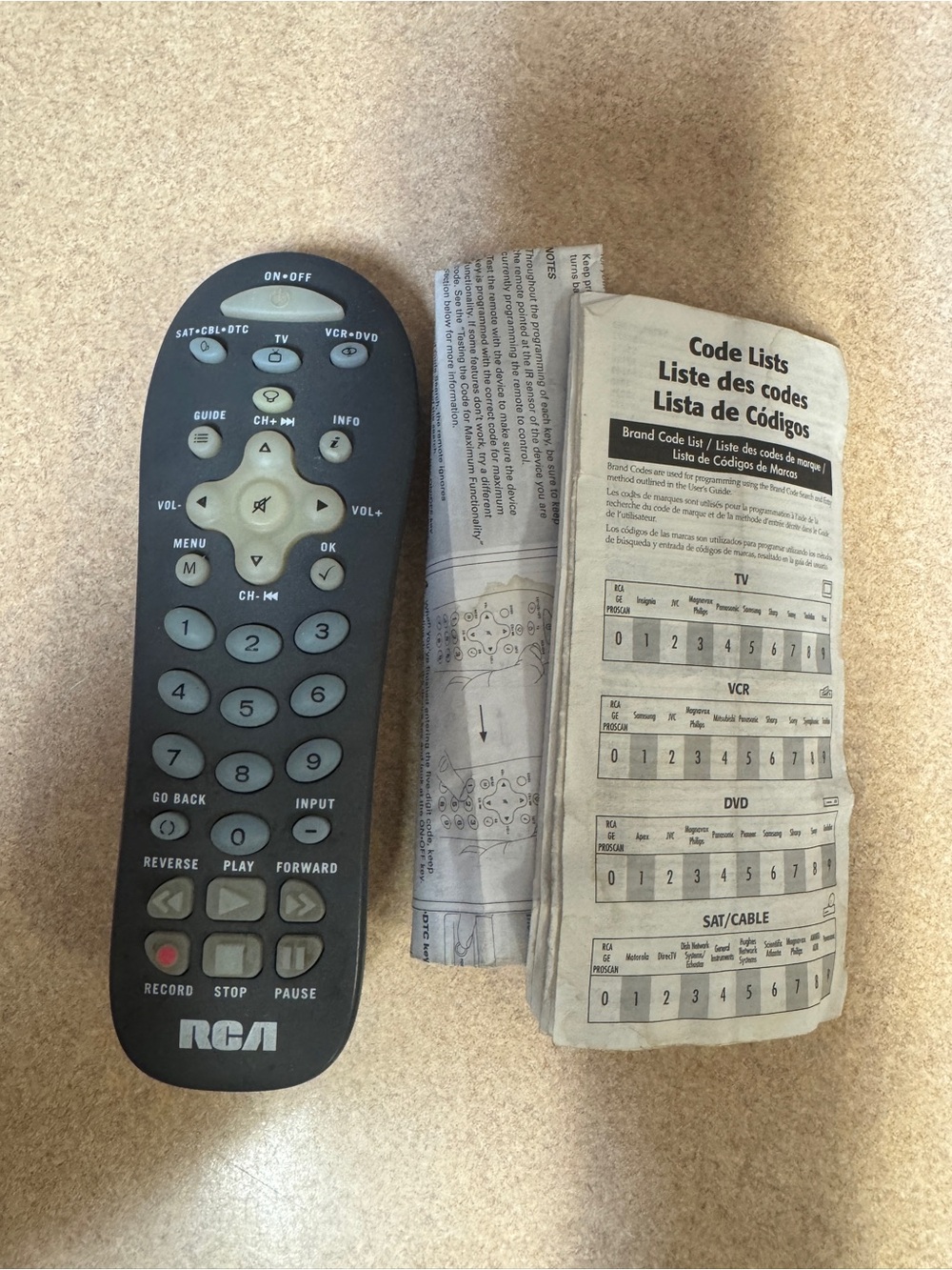 RCA Universal Remote Control Model RCR312WV